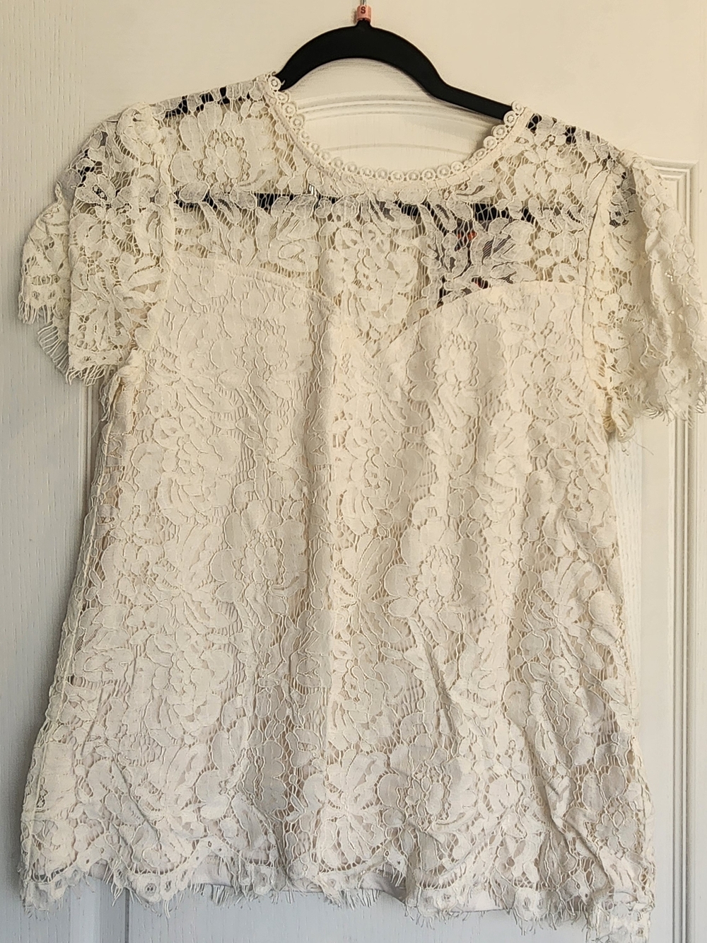 JODIFL Cream Lace Short Sleeve Blouse S BNWT
